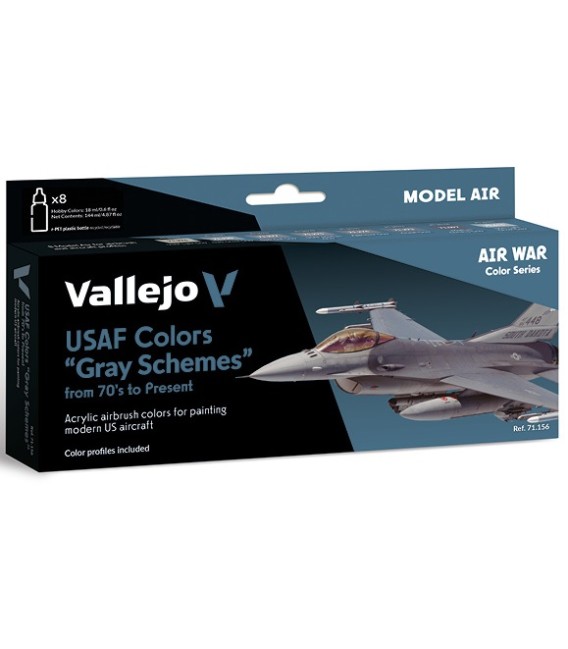 Set Vallejo Model Air 8 u. (17 ml.) USAF Gray Schemes 70/present