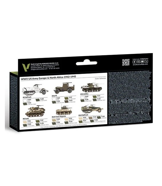 Set Vallejo Model Air 8 u. (17 ml.) WWII US Europe & Africa 1942-1945
