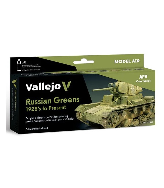 Set Vallejo Model Air 8 u. (17 ml.) Russian Greens (1928 to Present)