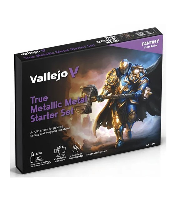 77272 TMM Starter Set Vallejo True Metallic Metal 12 u. (18 ml.)