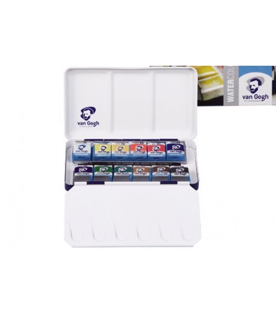 Caixa aguarela Van Gogh metal set 12 godets