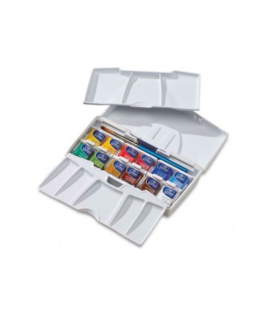Scatola acquerelli plastico Cotman tascabile plus 12 godets