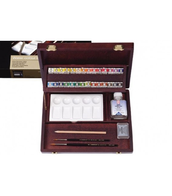 Scatola acquerelli legno Rembrandt Professional 28 godets
