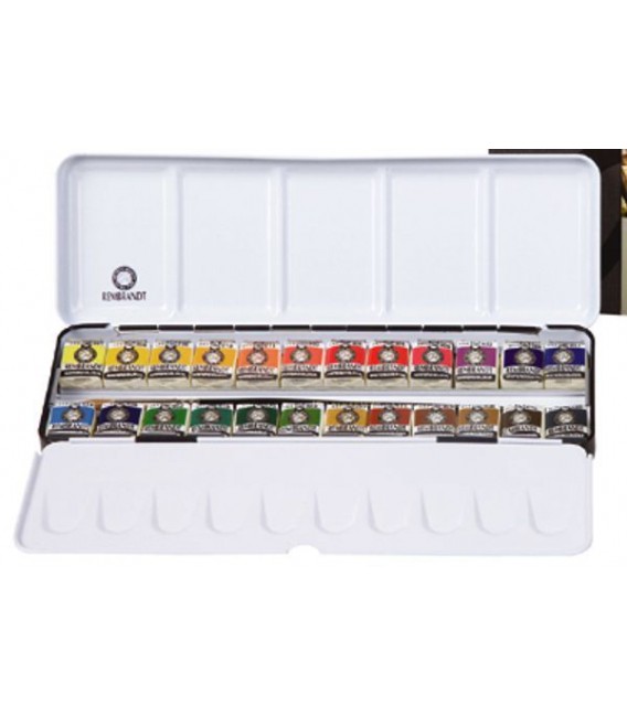 Boite aquarelle metal Rembrandt set luxueux 24 godets