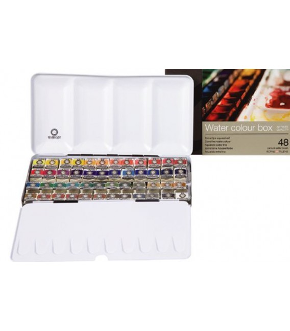 Caja metalica acuarela Rembrandt set de lujo 48 pastillas