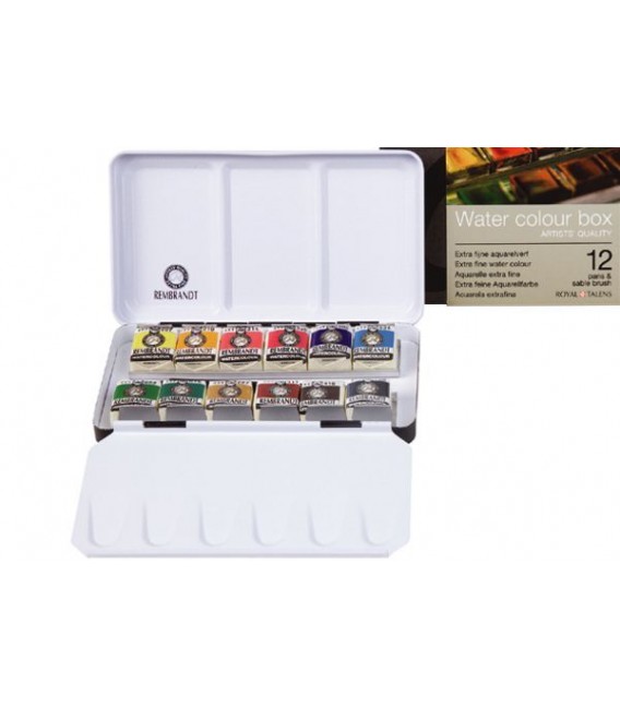 Caixa metal-lica aquarel-la Rembrandt set basic 12 pastilles