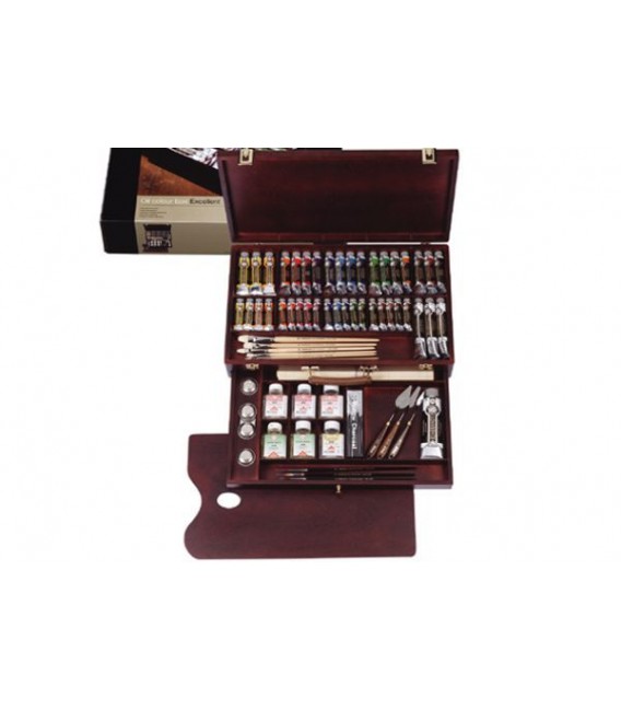 Caixa tinta oleo Rembrandt Excellent madeira 41 tubos