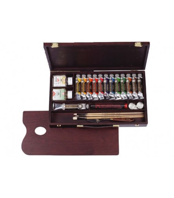 Oil paint color set Rembrandt Professional wood 13 tubes