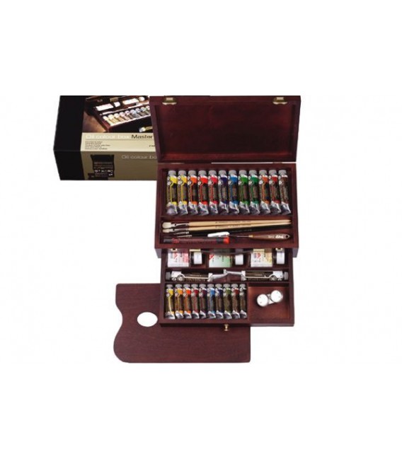 Caixa pintura oli Rembrandt Master fusta 24 tubs