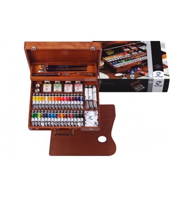 Caixa tinta oleo Van Gogh Superior madeira 34 tubos