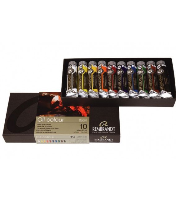 Boite peinture huile Rembrandt Set de Base 01C310 10 tubes