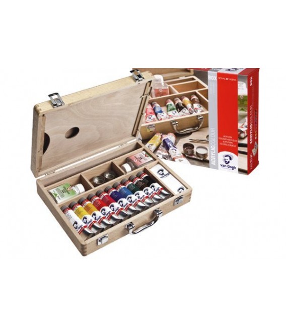 Scatola pittura acrilica Van Gogh Basic legno 10 tubi