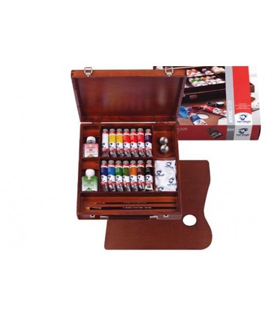 Scatola pittura acrilica Van Gogh Inspiration legno 14 tubi