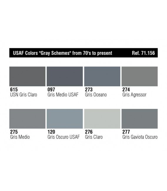 Set Vallejo Model Air 8 u. (17 ml.) USAF Gray Schemes 70/present