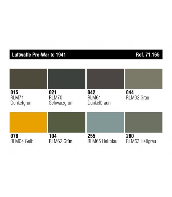 Set Vallejo Model Air 8 u. (17 ml.) Luftwaffe Pre-War to 1941