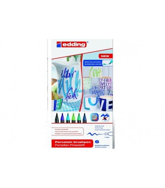 Set 6 marcadores Edding 4200 para porcelana - Tons Azuis