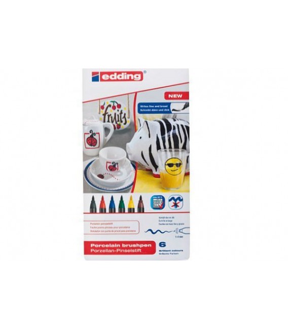 Set 6 marcadores Edding 4200 para porcelana - Cores Basicas