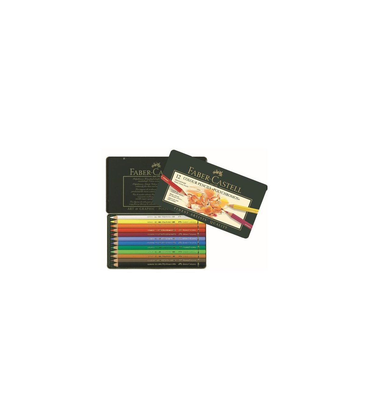 Crayons de couleur Polychromos, boîte métal de 12 pièces