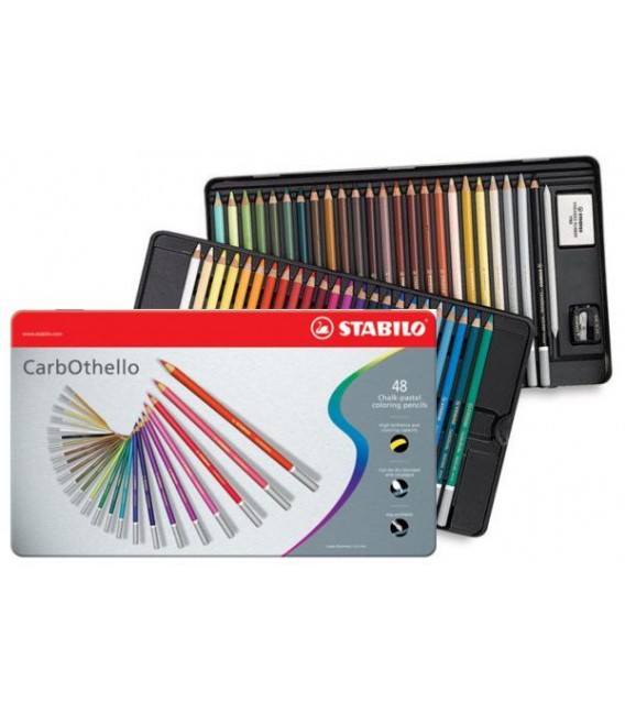 d) Boite metal 48 crayons Pastel STABILO CarbOthello