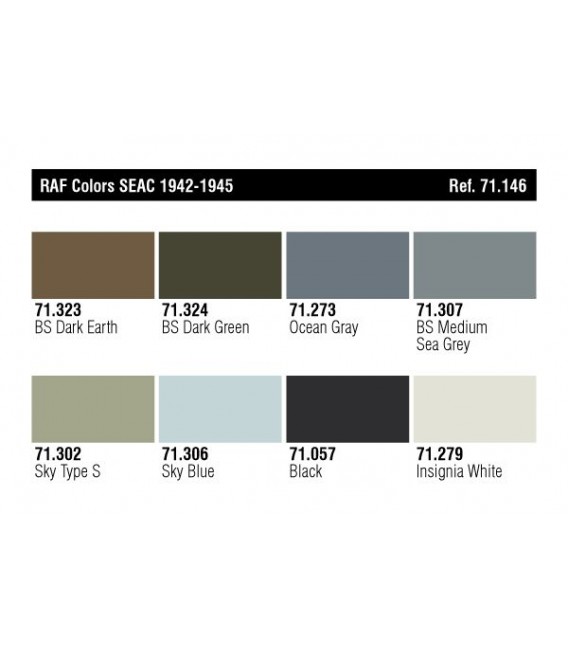Set Vallejo Model Air 8u. 17 ml. RAF Colors SEAC 1942-1945
