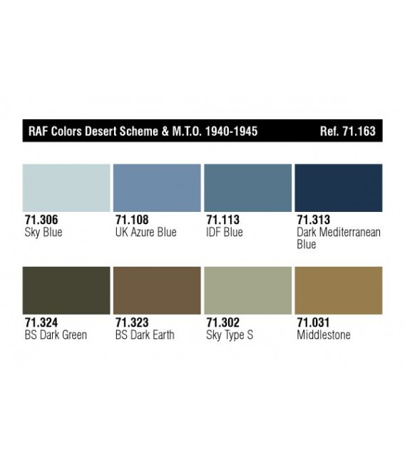 Set Vallejo Model Air 8u. 17 ml. RAF Colors Desert Scheme & MTO
