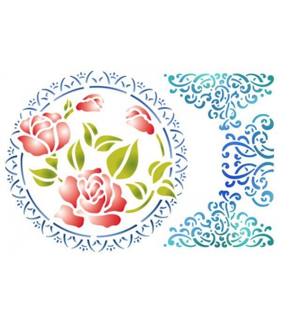 Stencils 21x29,7 Lace with rose KSG189
