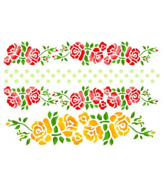 Stencils 21x29,7 Bordure with roses and dots KSG231