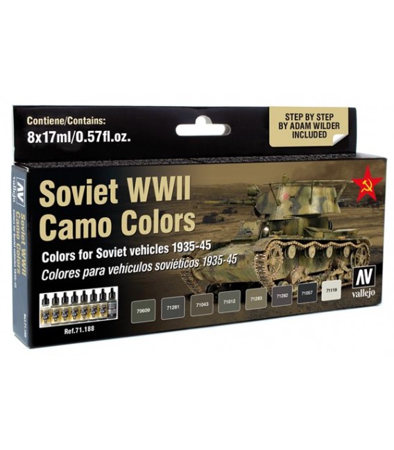 Set Vallejo Model Air 8 u. (17 ml.) Soviet WWII Camo Colors