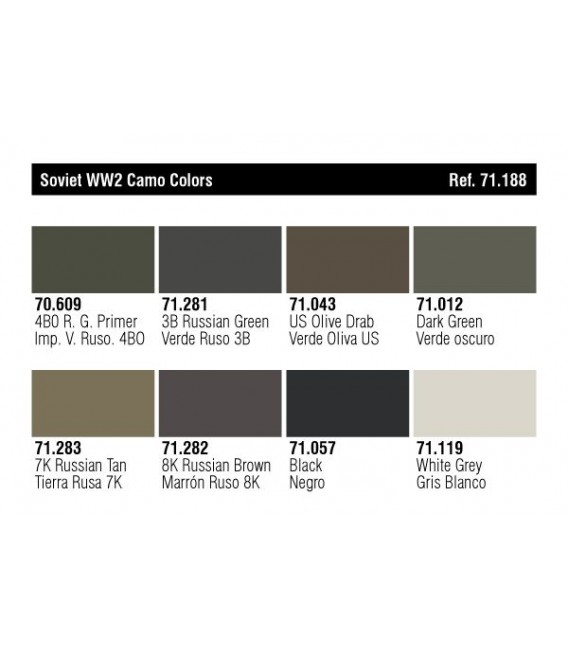 Set Vallejo Model Air 8 u. (17 ml.) Soviet WWII Camo Colors