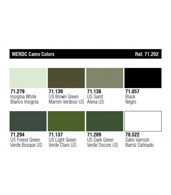 Set Vallejo Model Air 8 u. (17 ml.) MERDC Camo Colors