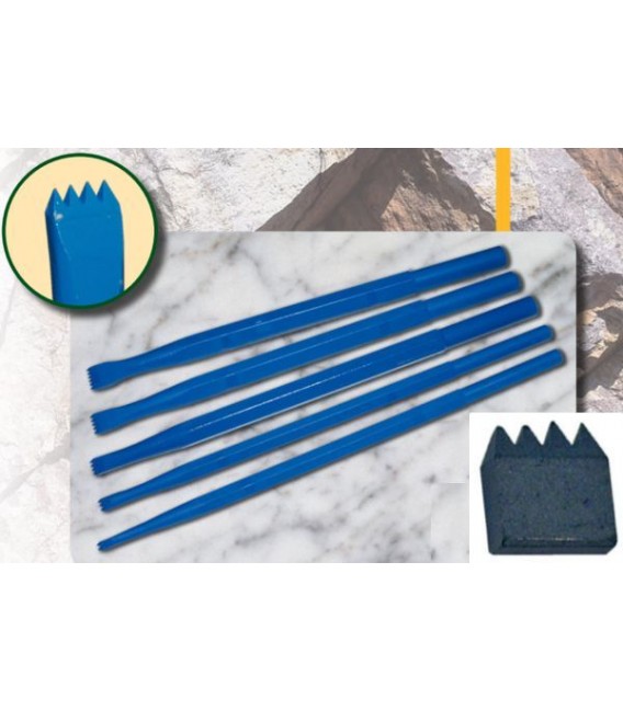d) Gradina denti acuti per scultura 10 mm. 5 d.