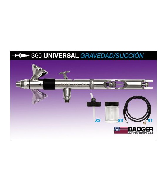 c) Aerografo Badger UNIVERSAL 360º 0.55