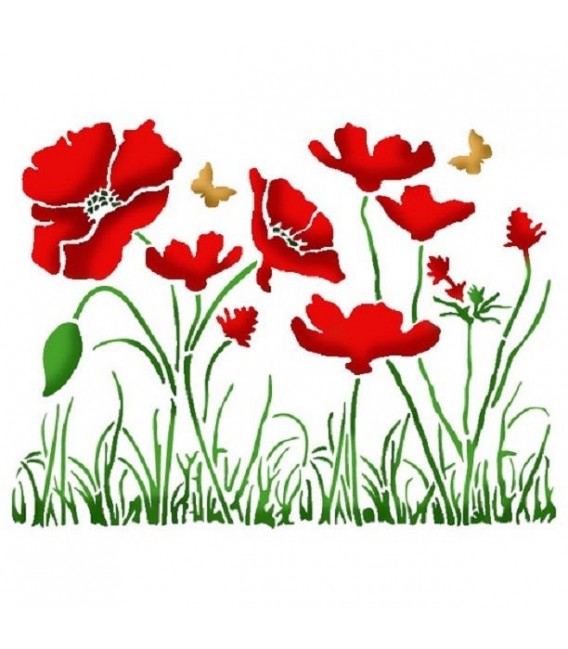 Plantillas - Stencils 15x20 Poppies KSD269