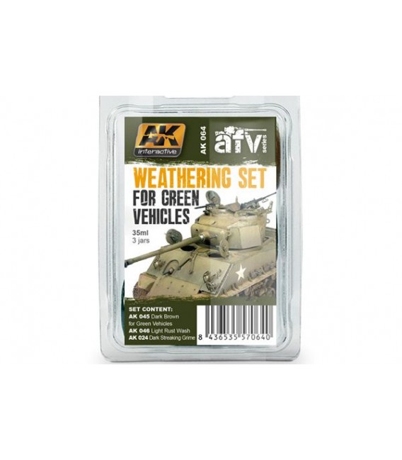 AK064 Weathering Set for Green Vehicles Set 3 u. 35 ml