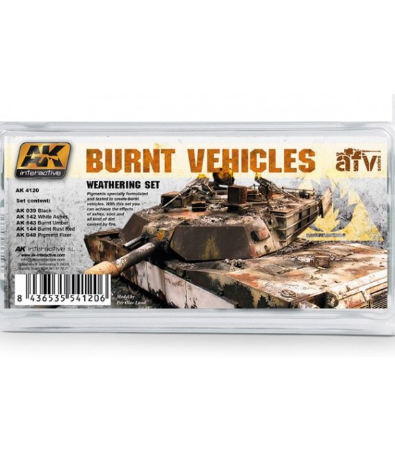 AK4120 Burnt Vehicles Weathering Set 5 u. 35 ml