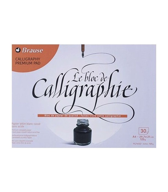 01) Calligraphy paper bloc BRAUSE 30 s 125gr A4 29,7x21cm