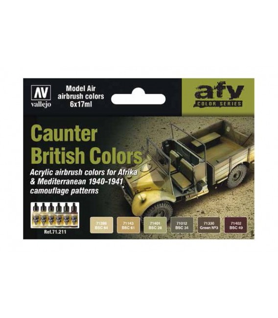 Set Vallejo Model Air 6 u. (17 ml.) Caunter British Colors