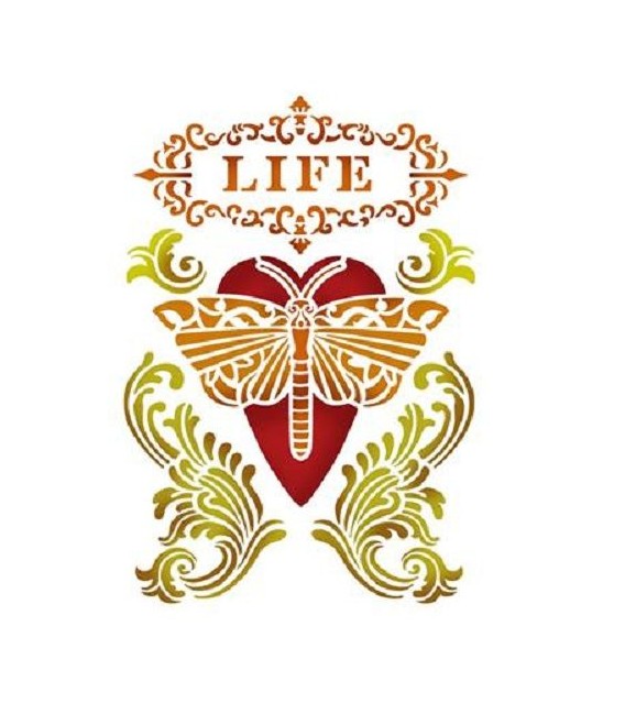 Plantilles - Stencils 15x20 Life cuore con Libellula KSD283