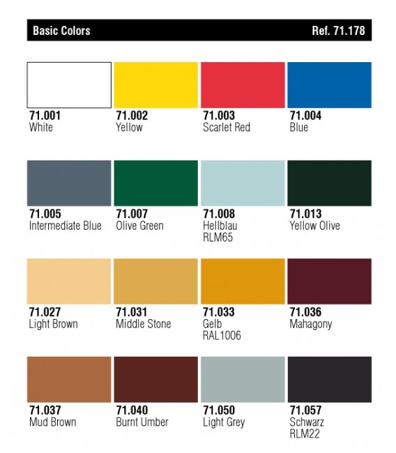 Set Vallejo Model Air 16 u. (17 ml.) Basic Colors.