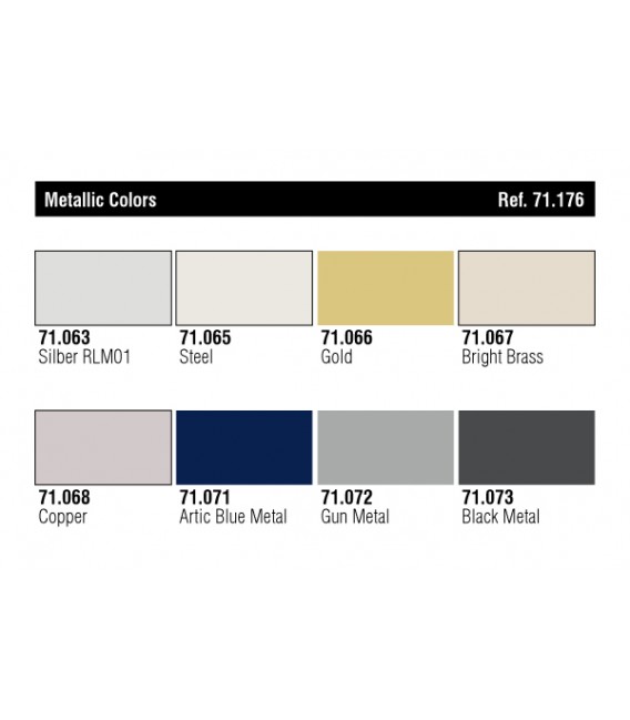 Set Vallejo Model Air 8 u. (17 ml.) Colors Metal.lics