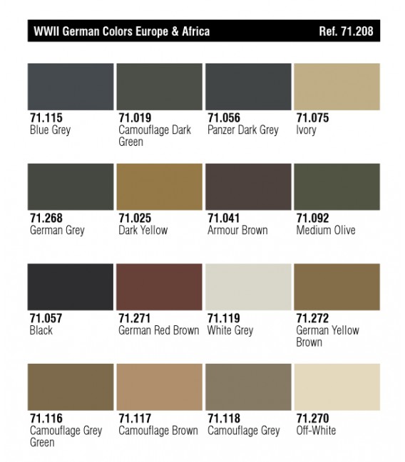 Set Vallejo Model Air 16 u. (17 ml.) German WWII Europe & Africa