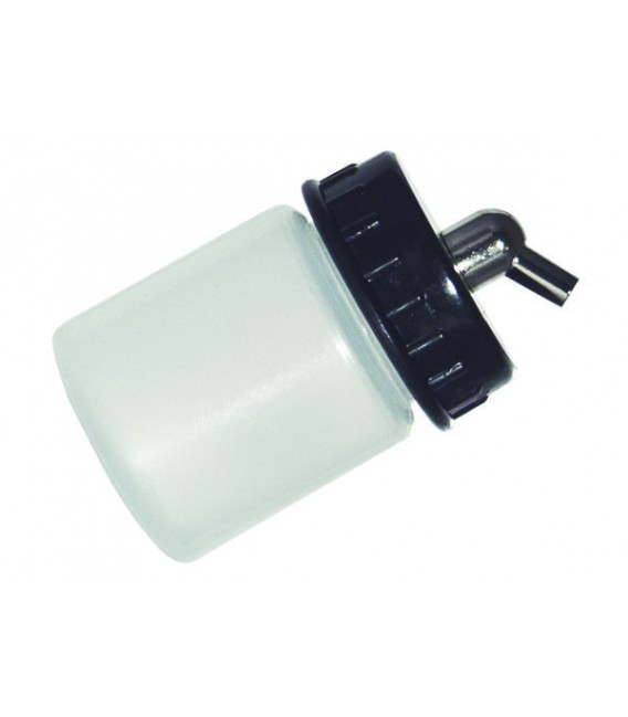 f) Godet en plastique translucide 22 cc pour aerographe (DP01).