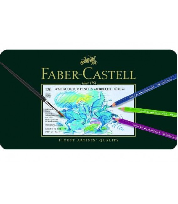 e) Astuccio metallo 120 matite aquarellabili Albrecht Durer