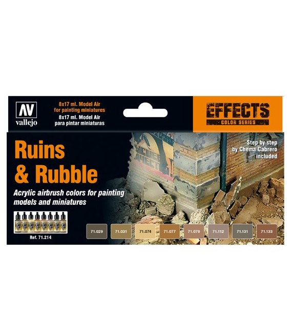 Set Vallejo Model Air 8 u. (17 ml.) Ruins & Rubble