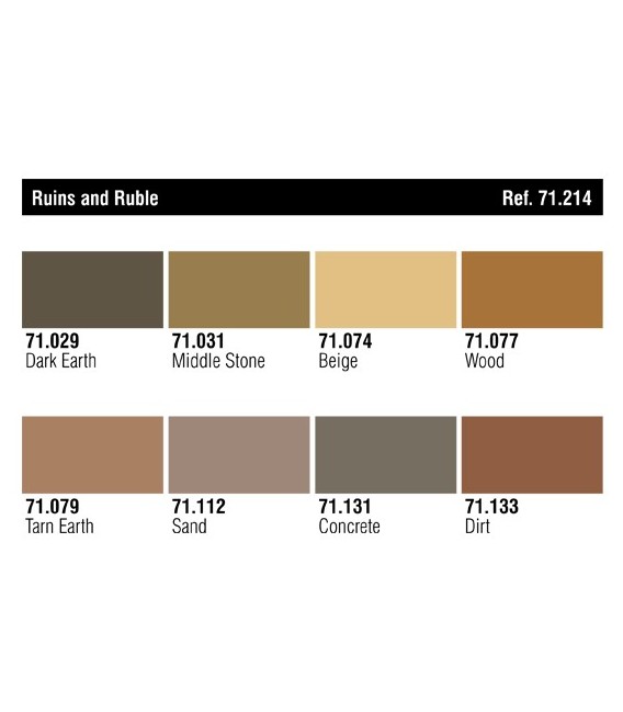 Set Vallejo Model Air 8 u. (17 ml.) Ruins & Rubble