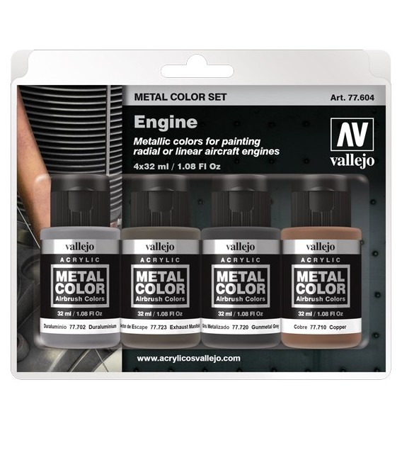 77604 Set Vallejo Metal Color 4 u. (32 ml.) Engine