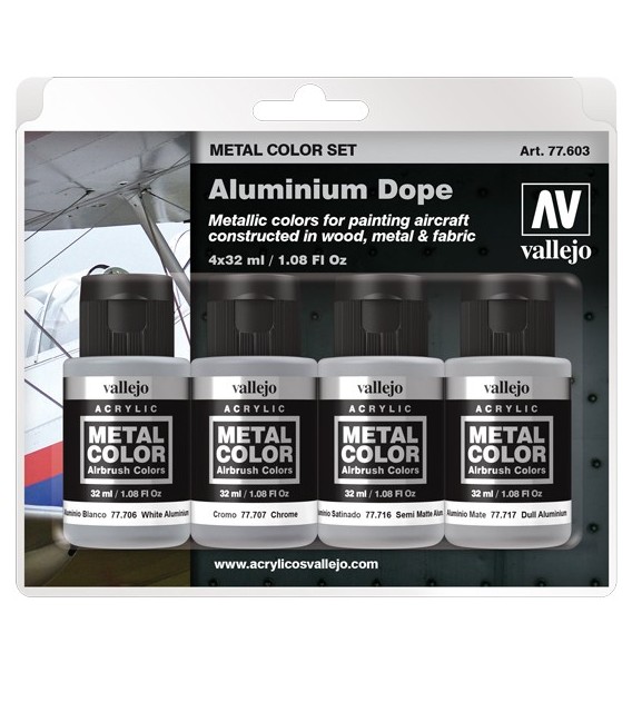 77603 Set Vallejo Metal Color 4 u. (32 ml.) Aluminium Dope
