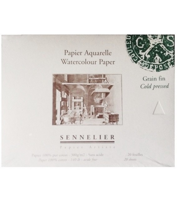 Bloc Papel Acuarela Sennelier 20h 300gr Grano Fino 21x14,8