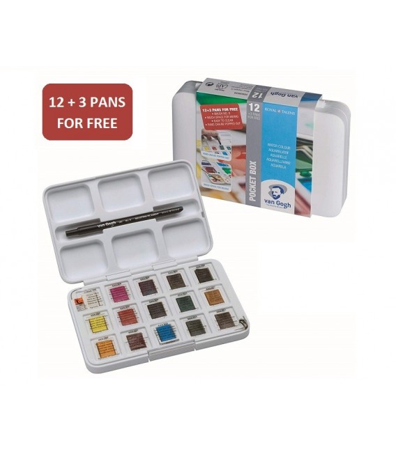 Scatola acquerelli plastico Van Gogh pocket box 15 godets