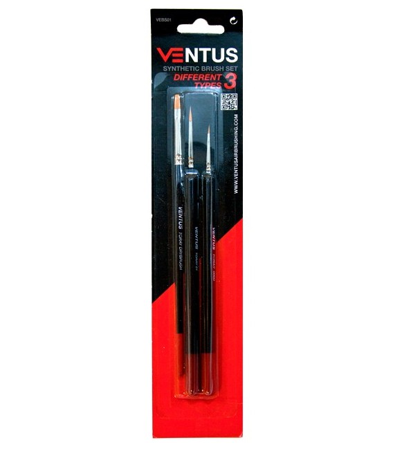 Set 3 pinzells Pel Sintetic Toray Ventus